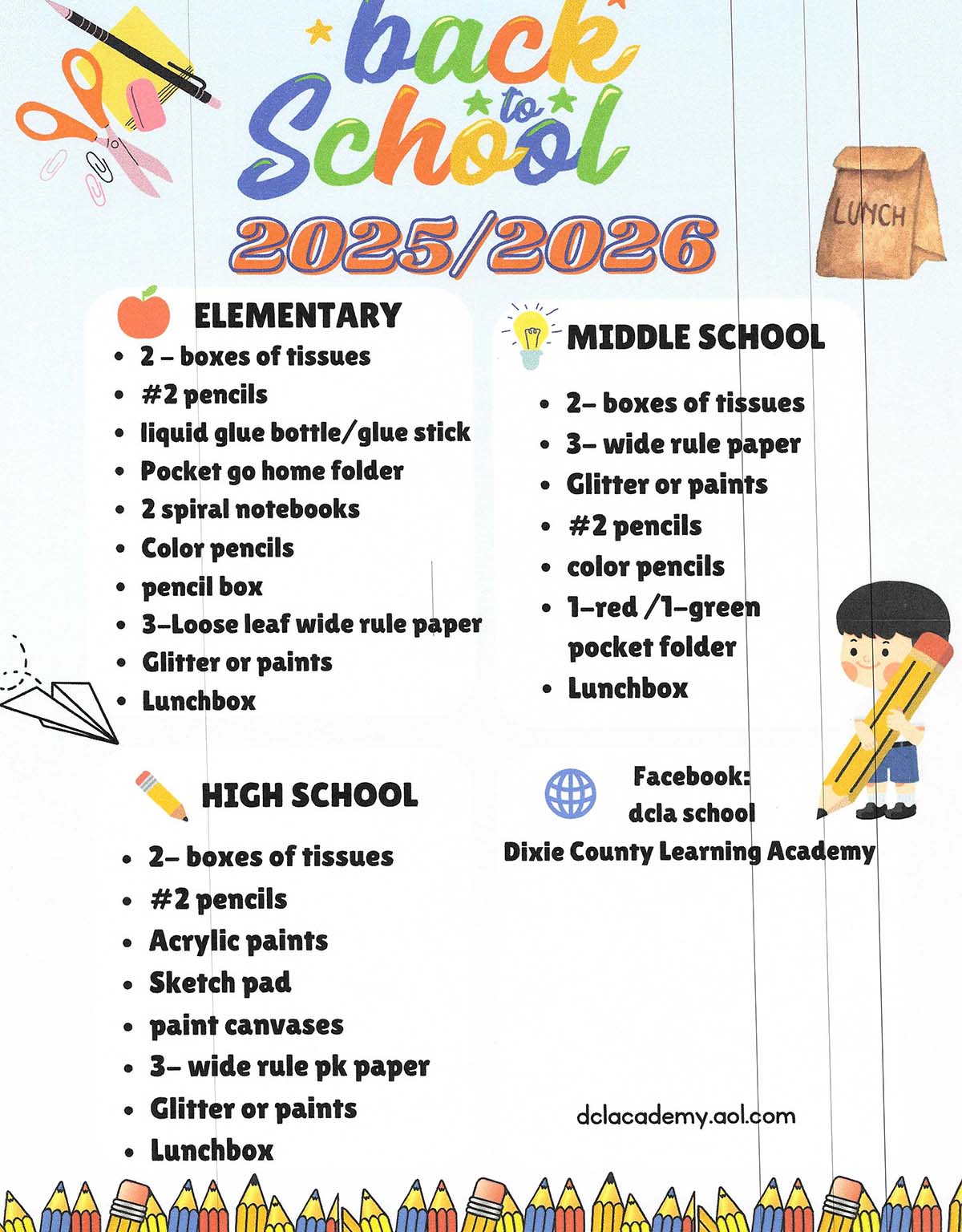 Back to School Supply List